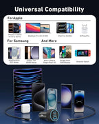 USB C Car Charger, 3-Port 67W Dual USBC & USB-A Car Phone Accessories Fast Power Adapter Cargador Carro PD/QC Cigarette Lighter for iPhone 17/16/15, iPad, Samsung Galaxy S25/S24, Android, 2-Pack