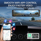 4K Rear View Mirror Camera, 12'' Mirror Dash Cam, 4K/2.5K Backup Camera for Car, WiFi/GPS Dash Cam Front and Rear with 32GB Card, APP, Voice Control, WDR Night Vision, Reverse Assist (Black)