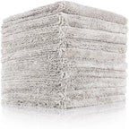 The Rag Company - Creature Edgeless Auto Detailing Towels; Professional 70/30 Blend, Dual-Pile Plush Microfiber, Buffing & Polishing, 420gsm - 16in x 16in - Ice Grey - 10-Pack