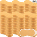 Vesici 48 Pack Car Wash Sponges Large Sponges Bulk Big All-Purpose Scrubber Thick Foam Car Cleaning Supplies for Washing Boat Kitchen Household with Single Vacuum Compressed Packing (Earthy Yellow)