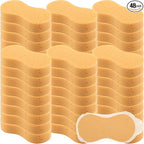 Vesici 48 Pack Car Wash Sponges Large Sponges Bulk Big All-Purpose Scrubber Thick Foam Car Cleaning Supplies for Washing Boat Kitchen Household with Single Vacuum Compressed Packing (Earthy Yellow)