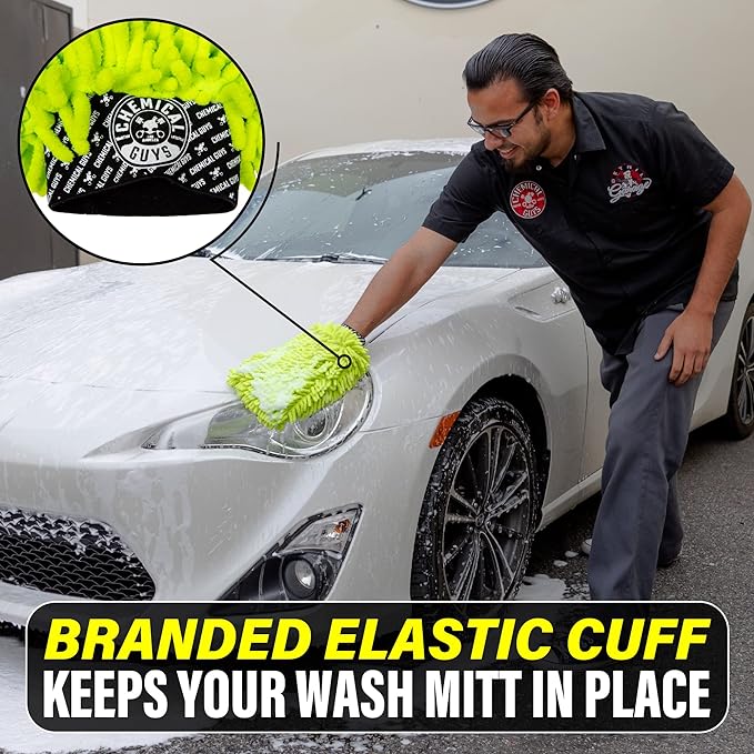 Chemical Guys Chenille Premium Scratch-Free Microfiber Wash Mitt for Car Washing,Lime Green,Ultra-Soft Car Wash Gloves,Swirl-Free Finish,Safe for Trucks,SUVs,Motorcycles,and More,(Pack of 24)