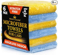 Super Soft Microfiber Towels for Cars - Edgeless - 6pk (12”x12”) - Premium Scratch-Free Towel - Great for Drying, Detailing, Polishing, Buffing - Ultra Absorbent Microfiber Cleaning Cloths for Car