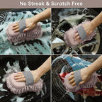 4 Pack Car Wash Mitt, BELPAIR Microfiber Sponge Cleaning Mitten for Window Cleaner, Non Scratch Sponges Auto Supplies Duster Kit Premium Washing Scrub Foam for Care Tools Foaming Cleaner (Grey)