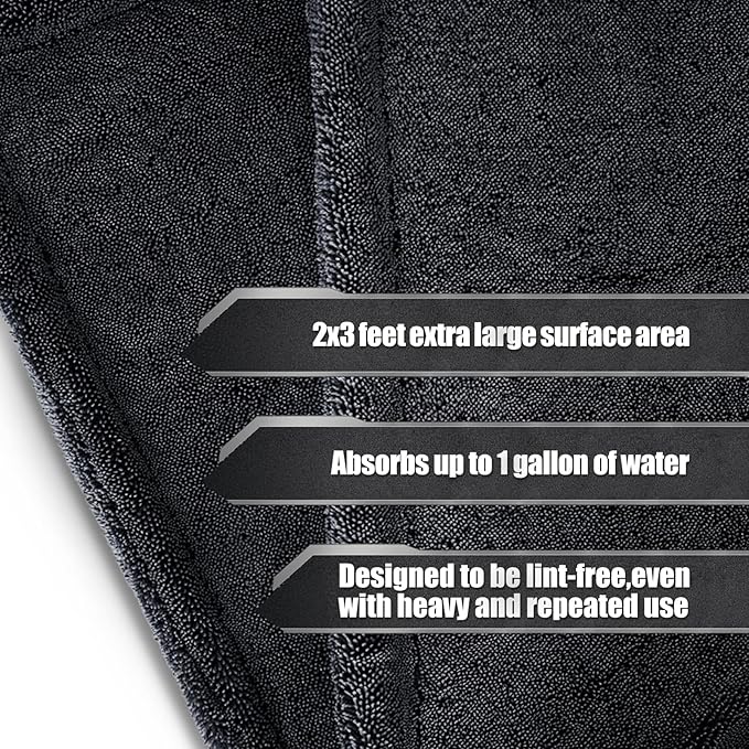 24"x36" Car Drying Towel, 1400GSM Microfiber Towel for Cars, Twisted-Loop Drying Towel Car Detailing, Double Sided Super Absorbent, No Water Spots, Label-Free Design Car Towel