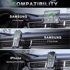 Wireless Car Charger Mount, Auto-Clamping 15W Dual Coil One-Touch 90° Rotatable Car Phone Holder Wireless Charger for Samsung Galaxy Z Fold 7/6/5/4/3, Z Flip, Galaxy S Series and iPhone