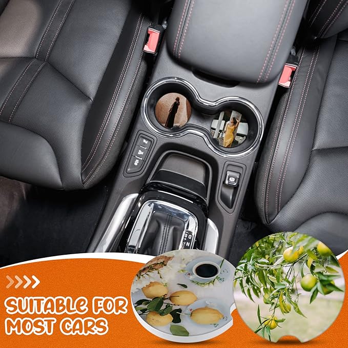 Frienda Ceramic Car Sublimation Blanks Cupholders Sandstone for Car Cup with Finger Notch for Easy Removal Ceramic Auto Cupholder Keep Vehicle from Cold Drink Sweat Stain Spill(100 Pieces)