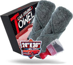 Car Drying Towel Microfiber Cleaning Cloth - 24" x 36" Large Twisted Loop 600GSM - Super Absorbent Auto Detailing Towel for Cars Truck SUV Window - Streak Free & Lint Free Washing Accessories