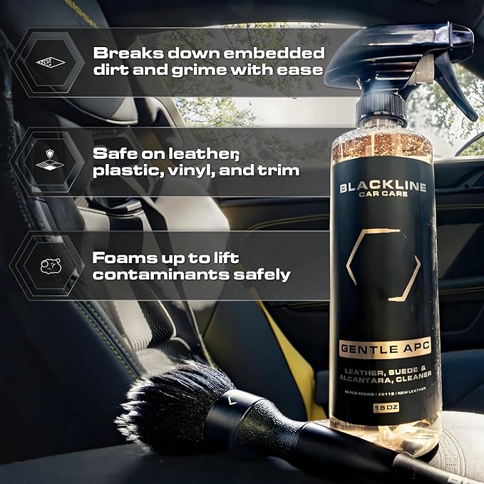 Blackline Leather Cleaner and Conditioner Care Kit - 2 (16 Fl Oz) Bottles - Effectively Cleans And Conditions Leather Car Interiors, Bags, Furniture, Appparel And More