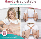 Zomaple Mastectomy Recovery Pillow with Strap, Swirly Gel Pack, Seat Belt Cover & Shower Lan – Post Mastectomy Must Haves, Breast Augmentation/Reduction & Mastectomy Recovery Supplies – Washable Cover