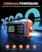 TREKURE 16-in-1 8000A Car Battery Jump Starter with Air Compressor 160PSI, Jump Starter Jump Box (All Gas 12L Diesel) with Portable Jumper Cables, Auto-Shutoff Tire Inflator, Gloves, Tow Rope