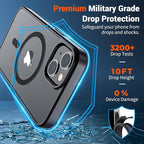 SUPFINE Magnetic for iPhone 15 Plus Case & iPhone 14 Plus Case(Compatible with MagSafe)(Military Grade Drop Protection) Translucent Shockproof Phone Cover,Black