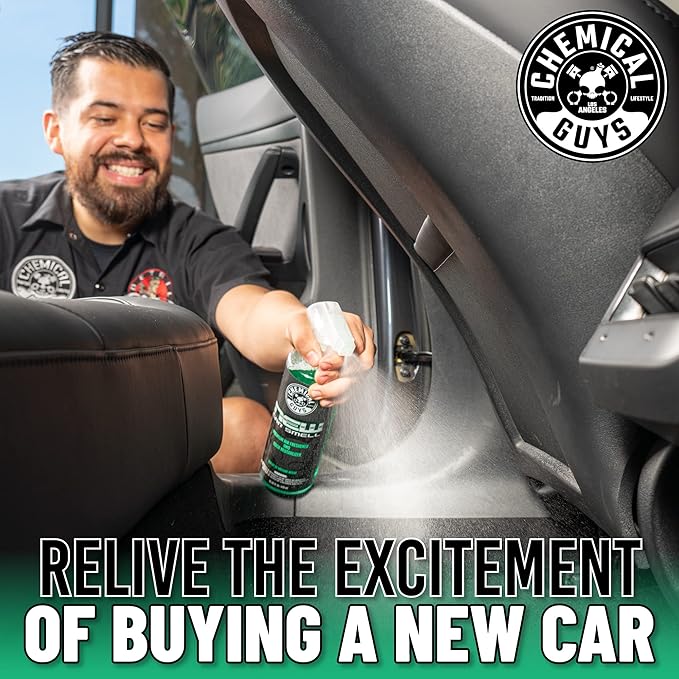 Chemical Guys New Car Smell Air Freshener and Premium Odor Eliminator Refreshes & Neutralizes Odors, Great Car Fresheners for Trucks, SUVs, RVs, and More - 16 Fl Oz (Pack of 2)