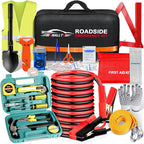 Car Emergency Roadside Tool kit,Road Side Safety Assistance Kit for Women Men Adult,Auto Truck Vehicle Emergency Bag with Shovel Jumper Cable First Aid Kit