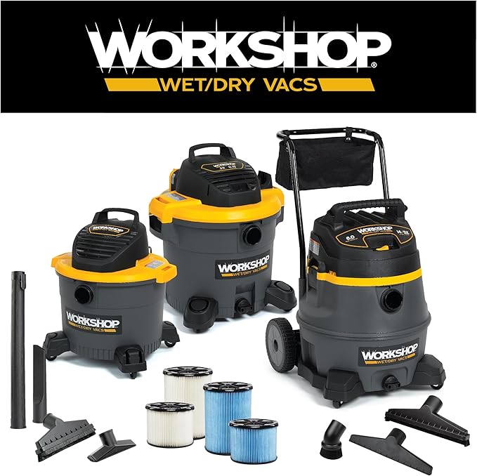 WORKSHOP Wet/Dry Vacs Shop Vacuum Accessories WS25022A Extra Long Hose Attachment, 2-1/2-inch x 20-feet Locking Hose for Wet Dry Shop Vacuum Cleaners