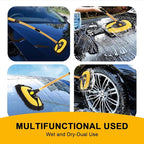 15° Curved Car Wash Brush with 43" Telescopic Handle – Microfiber Chenille Car Wash Mop for RV, SUV, Truck & Boat – Soft, Scratch-Free Extendable Cleaning Tool (Yellow&Black)