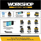 WORKSHOP Wet/Dry Vacs Shop Vacuum WS0255VA 2.5-Gallon 1.75 Peak HP Portable Wet Dry Vacuum Cleaner with Filter Bag, Hose and Attachments for Cleaning in the Home