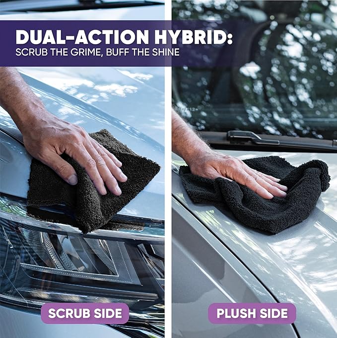 Microfiber Wholesale Pronto Cloths, Dual-Sided Microfiber Cleaning Towels, Soft Plush & Scrub Cloths for Dusting, Scrubbing, Kitchen, Windows & Car Detailing, Absorbent Bulk 300-Pack Black