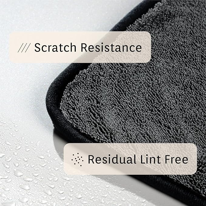 Twist Pile Extreme Absorbency Car Drying Detailing Soft Microfiber Towel 1000GSM (1-Pack, 33.4" x 29.5")