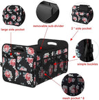 Femuar Car Trunk Organizer,Car Storage Organizer with 72L Large Capacity Waterproof Collapsible and 11 Pockets,Trunk Organizer for Car Suv/Jeep/Sedan, Large Size, Flower