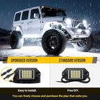 Hovano 12Pods Alloy White Rock Lights Kits with Extension Wires,6000K Pure White Color 42 LED Super Bright Chips IP68 Waterproof Underglow Kit for Pickup Off Road Trucks SUV ATV UTV Golf Car Boat