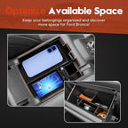 Sunsdrew 2025 Upgraded Center Console Organizer for 2025 2026 Ford Bronco 4-Door Accessories,2PCS Bronco Armrest Storage Box&Glove Box Organizer Slide smoothly Black(Not for 2-Door&Bronco Sport)