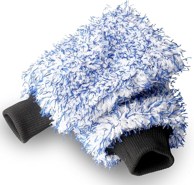Premium Microfiber Car Wash Mitts – Ultra-Soft, Lint-Free & Scratch-Free Chenille Gloves for Maximum Suds, Streak-Free Shine & Effective Hand Washing (2 Pack)