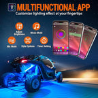 RGB LED Rock Lights 8 Pods - Multicolor Underglow Neon Light Kits, Underbody Lamp Waterproof with APP/Remote Control & Music Mode for Pickup Car Off Road SUV ATV Vehicle