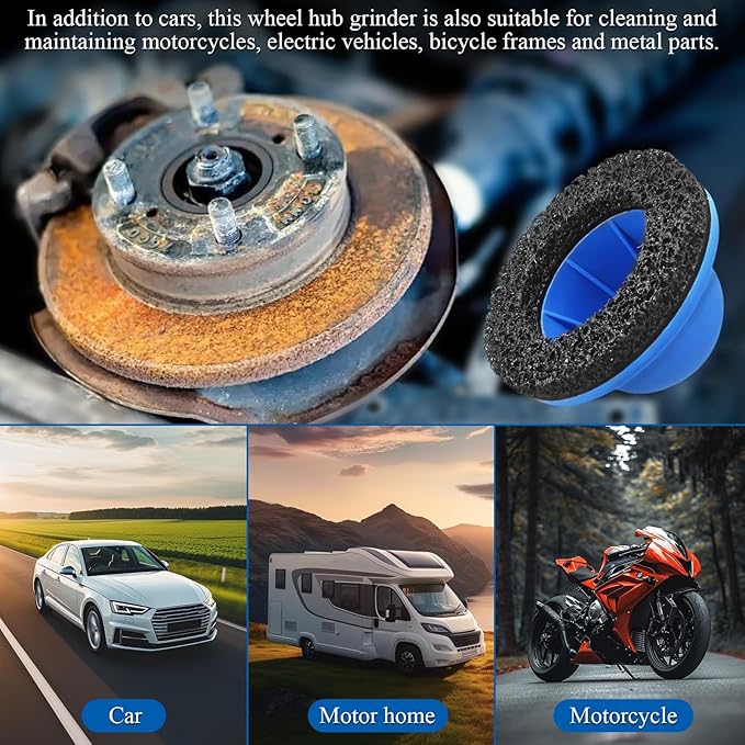 Wheel Hub Grinder Car Wheel Hub Cleaning Brush with 150mm Grinding Wheel Rust Grinding/Cleaning Rotor/Wheel Surface Polish Clean for Cordless/Air Drill (Blue)