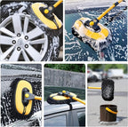 57'' Car Wash Brush with Long Handle Chenille Microfiber Car Wash Kit, Mitt Retractable Bent Pole Car Wash Brush for Cars RV Truck Boat (Light Yellow)