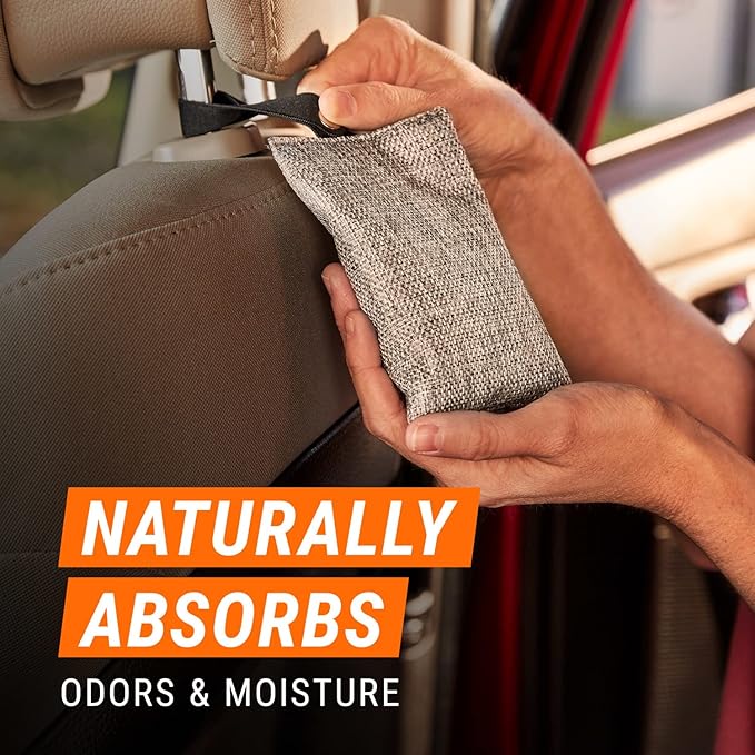 Armor All Fresh FX Charcoal Bag Deodorizer (9 Count) - Charcoal Deodorizer Bags for Cars, Natural Bamboo Car Air Freshener