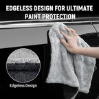 LIVOS Car Drying Towel, Premium Microfiber Towels for Cars, 1000GSM, Edgeless Twisted Loop Design, No Streaks, Scratches, or Water Spot, Absorbent Wash Towel, 18" x 24" (Wave Silver&Grey)