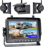 7" 3-Magnetic Wireless RV Backup Camera, HD1080P DVR Monitor, IP69 Waterproof & IR Night Vision 3x9600mAh Rechargeable Cameras, 2 Side Cameras & 1 Rear Camera for Trailer Truck Camper