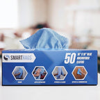 Arkwright Smart Rags Microfiber Cleaning Cloths, Pack of 50 in a Box, Lint Free 215 GSM Reusable Towels for Auto, Office and Household Cleaning, 16 x 16 in, Blue