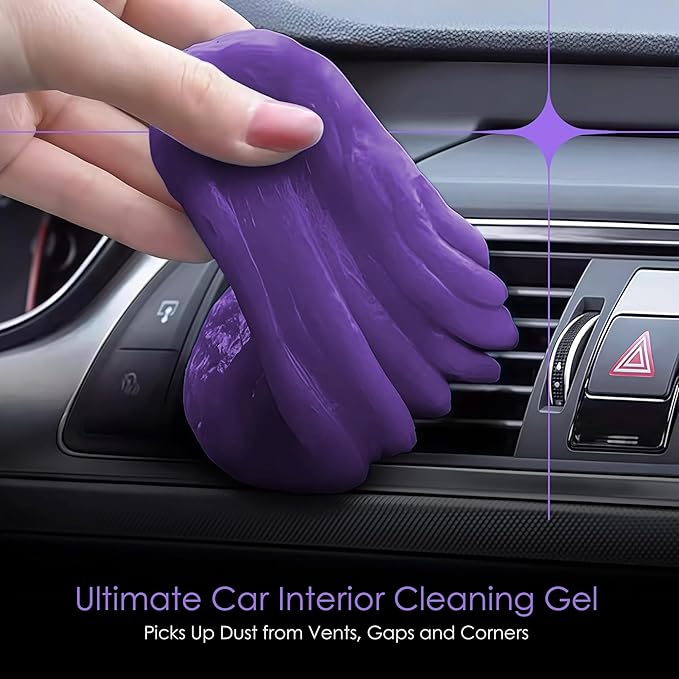 Car Cleaning Putty & Gel Slime, Reusable Cleaning Putty for Car Interior, Air Vents, Dashboard & Keyboard, No Residue Auto Detailing Gel (Lavender Scent)