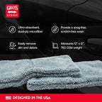 Griot's Garage Microfiber Plush Edgeless Wash Cloths for Car Cleaning, Scratch-Free, Machine-Washable, 12" x 12", Set of 2, 10295