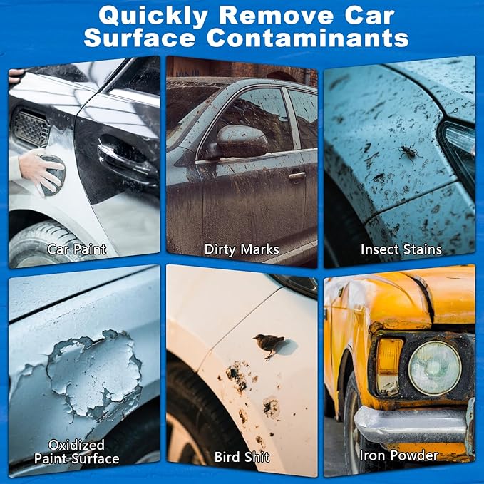 KUNAL 1 PCS Clay Towel Auto Detailing & 1 PCS Car Wash Clay, Microfiber 12in*12in Towel for Cleaning & Release of Paint Contaminants, Road Grime, Light Overspray, Debris