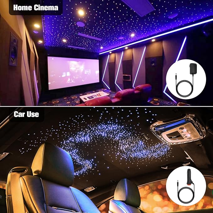 CHINLY Mini Twinkle 550pcs Starlight Headliner Kit 550 Piece Star Lights for Car,9.8ft Car Star Lights,APP RGBW Fiber Optic Light Starlights Headliner Kit for Home Theater