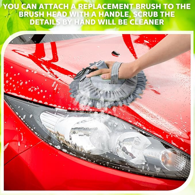 Tallew 5 Pcs Car Wash Mitt Kit, Car Clean Brush Not Included, Microfiber Mitt Clean Detail Cleaning Tools Truck Washing Chenille Scratch Free Replacement Kit for Auto RV Pickup Bus(Black and Gray)