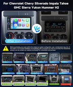 8Core 4+64G Car Stereo for Chevrolet Chevy Silverado Impala Tahoe GMC Sierra Yukon Hummer H2 Android Car Radio 5G WiFi Wireless Carplay Android Auto,7” IPS,GPS,SWC,Bluetooth,Backup Camera for B-OSE