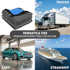 24 Pcs Microfiber Cleaning Towels 15.75 Inch Auto Detailing Absorbent Towels 800 GSM Thick Plush Microfiber Cleaning Cloth Dusting Cloth for Kitchen Window Cars (Grey and Blue)
