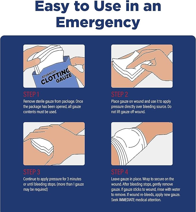 Adventure Medical Kits QuikClot Advanced Clotting Gauze - Stops Bleeding up to 5X Faster Than Standard Gauze - Kaolin Hemostatic Dressing - for First Aid Kits & Survival Gear - 3 x 24 (2 Strips)