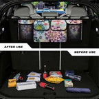 Bohemian Mandala Floral Flowers Car Trunk Organizer, Space Saving Expert, 4 Compartments, Multicolored