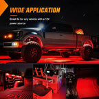 Nilight 8PCS Truck Pickup Bed Light 24LED Red Cargo Rock Lighting Kits with Switch for Van Off-Road Under Car Side Marker Foot Wells Rail