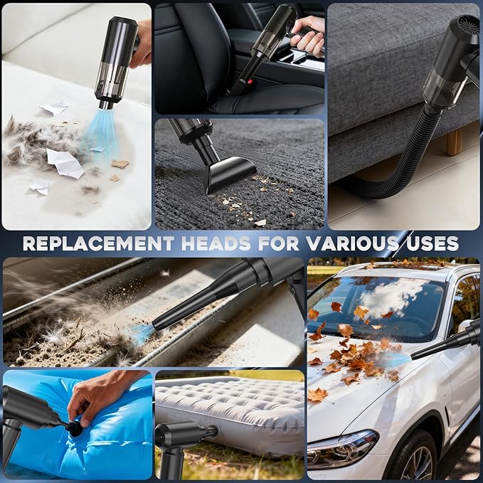 Car Vacuum Portable Cordless,3 in 1 Power Bank & Air Duster & Vacuum-20000Pa,120W High Power Handheld Vacuum Cordless with Led Light,Nozzles for Car,Home,Office,Pet Hair