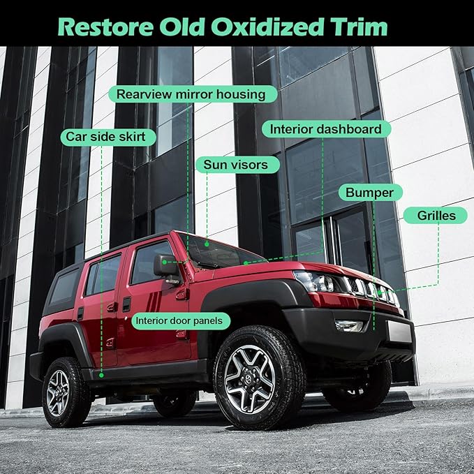 NADAMOO Automotive Black Trim Spray Paint, 4 Cans, Instantly Revives Color for Car Plastic Vinyl Rubber, Vehicle Exterior and Interior Plastic and Trim Restorer Aerosol Paint Can, Satin Finish