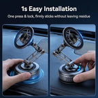 Vacuum Suction Car Phone Mount [80LBS Strong Suction & 3-Section Long Arm] Magnetic Dashboard Holder for Car, 360° Rotation Stand with Metal Ring for iPhone 17 16 15 14 13, Samsung & All Phones