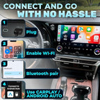 Wired to Wireless CarPlay Adapter for Android & iOS - Updated 2026, Easy Plug & Play Setup | Stable Connection for Seamless Drive | Bluetooth CarPlay Adapter for iPhone with WiFi | iOS 10+/Android11+
