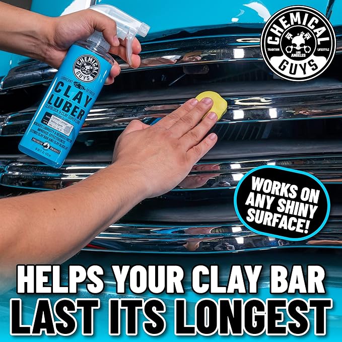 Chemical Guys Clay Bar Kit, Medium Duty with Luber Synthetic Lubricant – Removes Embedded Dirt, Restores Smooth Paint, Preps for Wax and Sealant - Safe for Cars, Trucks, SUVs, 16 oz, 2 Items