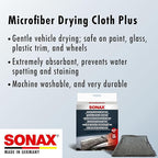 SONAX Microfiber Drying Towel Plus | Ultra-Absorbent Twisted Loop Microfiber Car Drying Towel | Streak-Free & Scratch-Safe | Large 30"x20" Soft Drying Cloth | Machine Washable & Long-Lasting | 451200